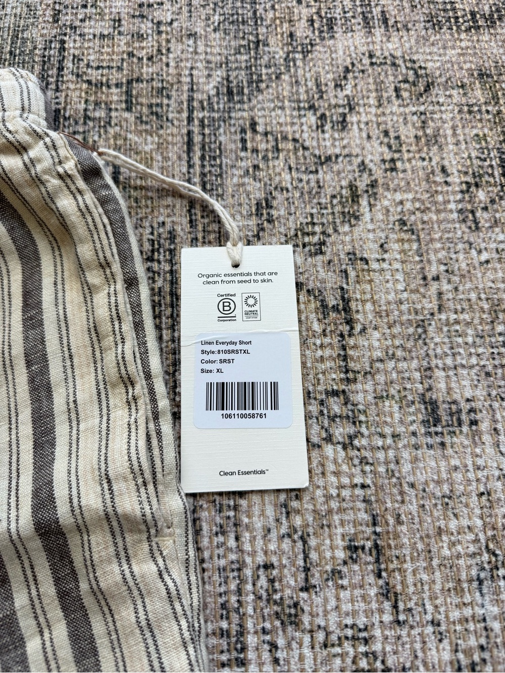 NWT MATE The Label 100% Organic Linen Shorts Pull On Striped Coastal Size XL - Picture 4 of 8